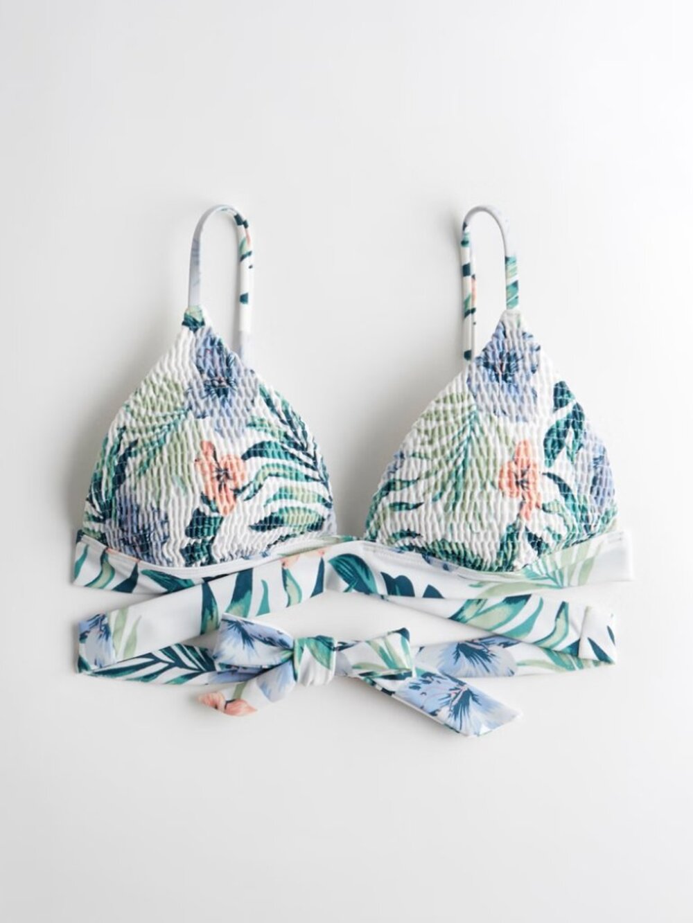 NWOT Hollister Smocked Wrap Floral Triangle Bikini Top